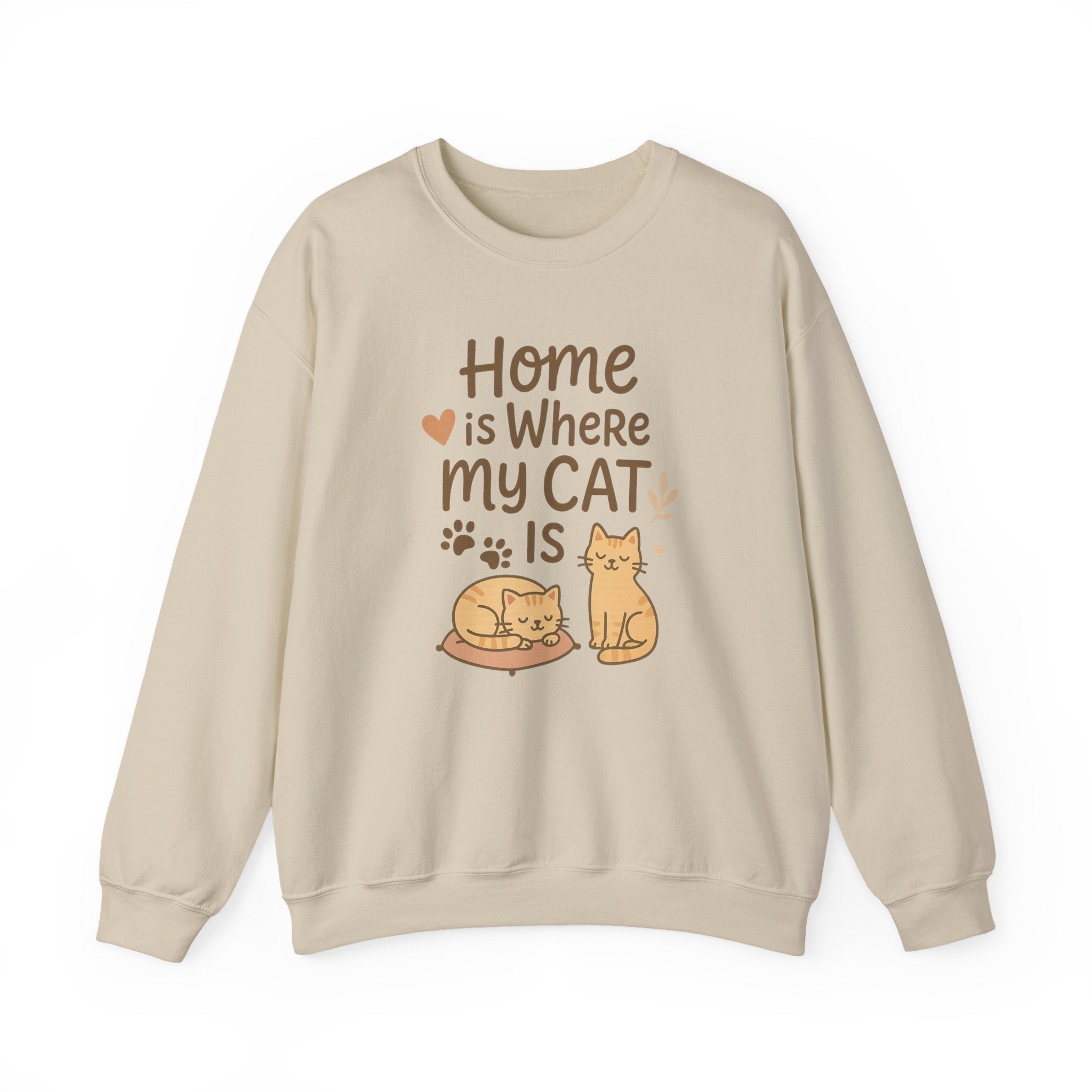 Funny Cat Christmas Sweatshirt - "Home is Where My Cat Is" Jumper for Cat Lovers | Cute Secret Santa Gift | Cozy Xmas Sweater