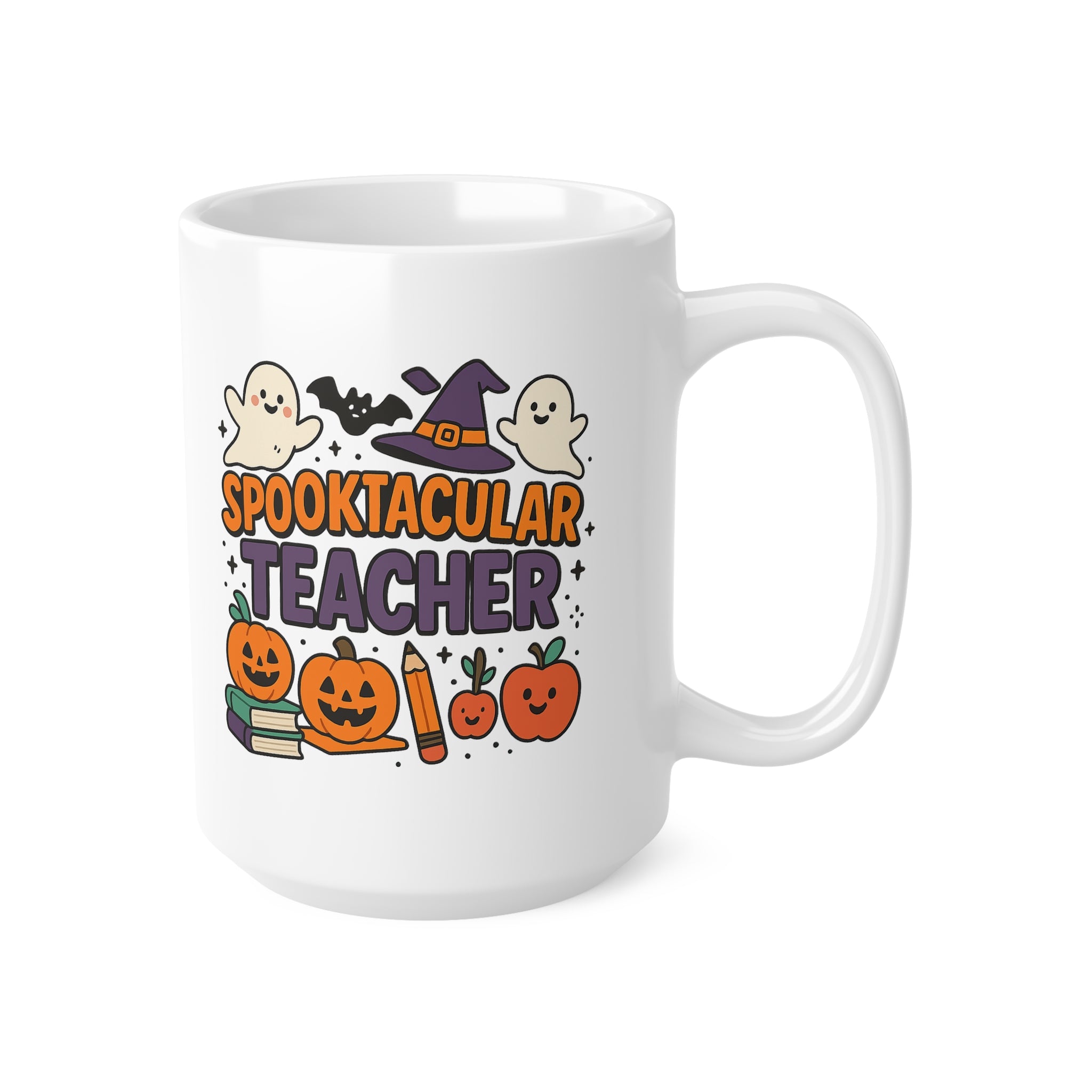 Spooktacular Teacher Halloween Mug - Funny Cute Ghost Pumpkin Witch Coffee Cup - Halloween Gift for Teachers, School Staff, Classroom