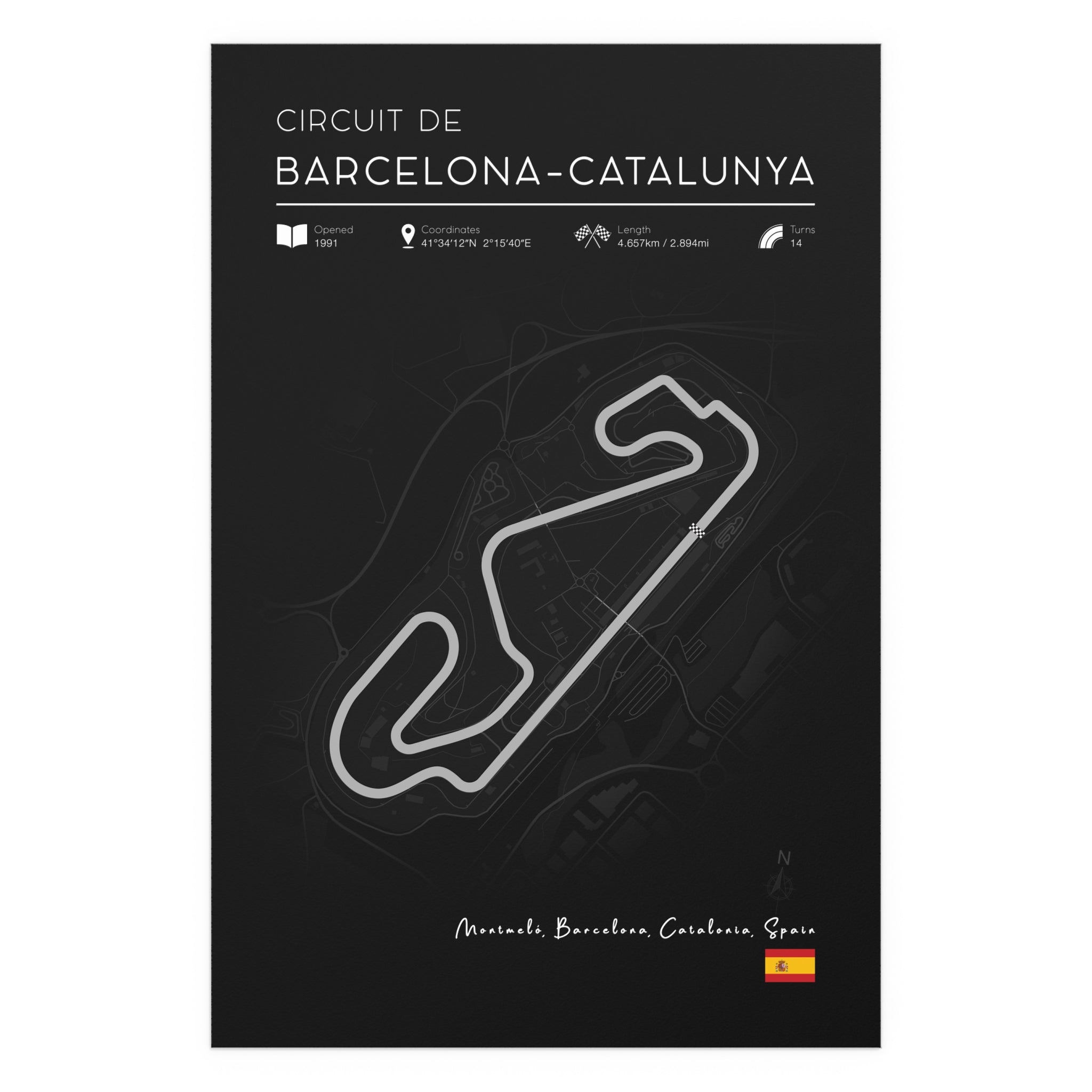 Circuit de Barcelona-Catalunya Poster – Formula 1 Track Wall Art Print