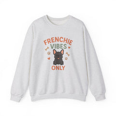 Funny Grey French Bulldog Christmas Sweatshirt - "Frenchie Vibes Only" Xmas Jumper - Secret Santa Gift for Dog Lovers