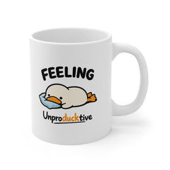 Feeling Unproducktive Funny Duck Mug – Cute Lazy Duck Coffee Cup – Humorous Gift for Coworkers, Students & Work From Home Days