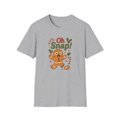 Funny Christmas T-Shirt - 'Oh Snap!' Gingerbread Man Shirt - Cute Xmas Tee for Secret Santa Gift, Holiday Party & Festive Clothing For Her