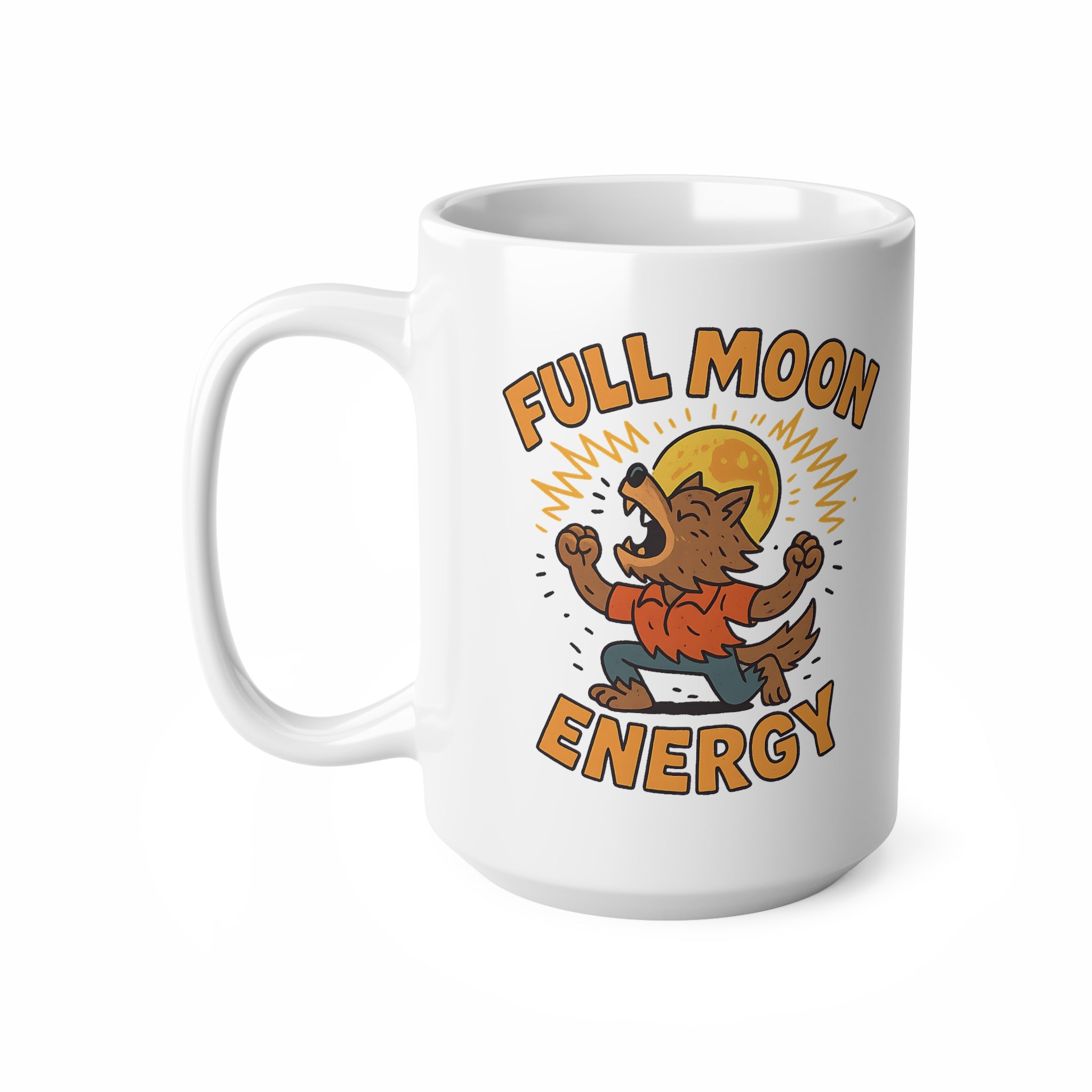 Funny Halloween Mug - "Full Moon Energy" Werewolf Coffee Cup - Spooky Halloween Gift for Him or Her, Quirky Werewolf Mug, Autumn Ideas