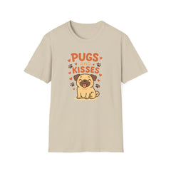 Pugs and Kisses T-Shirt - Cute Funny Pug Dog Shirt Gift for Dog Lovers | Christmas, Secret Santa & Valentine's Day Tee