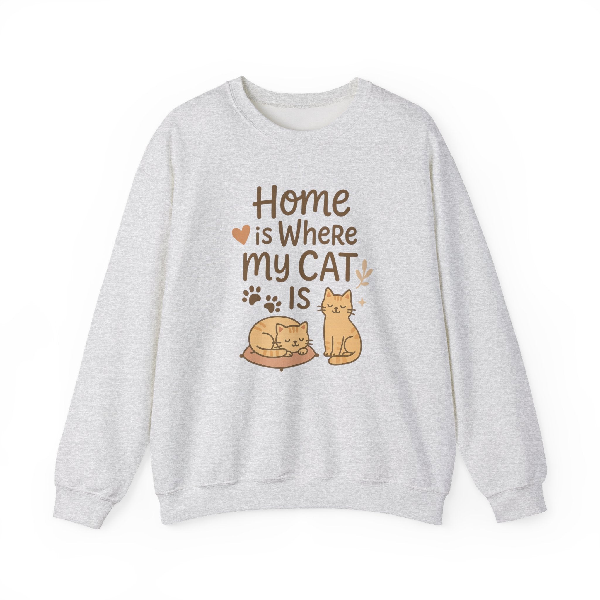 Funny Cat Christmas Sweatshirt - "Home is Where My Cat Is" Jumper for Cat Lovers | Cute Secret Santa Gift | Cozy Xmas Sweater