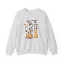Funny Cat Christmas Sweatshirt - "Home is Where My Cat Is" Jumper for Cat Lovers | Cute Secret Santa Gift | Cozy Xmas Sweater