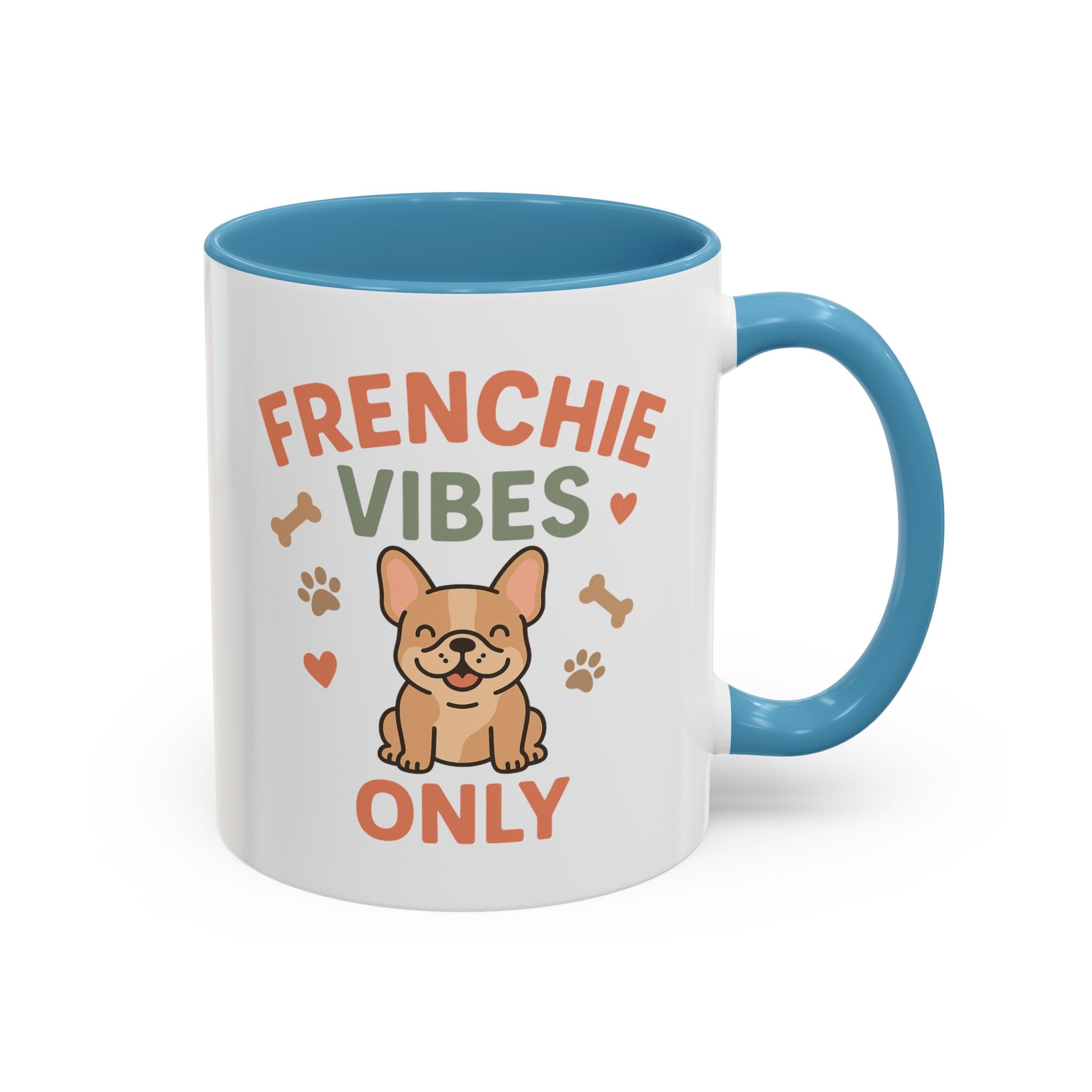 Funny French Bulldog Mug - Frenchie Vibes Only Dog Lover Gift - Cute Frenchie Coffee Cup for Secret Santa, Christmas Gift for Dog Owners