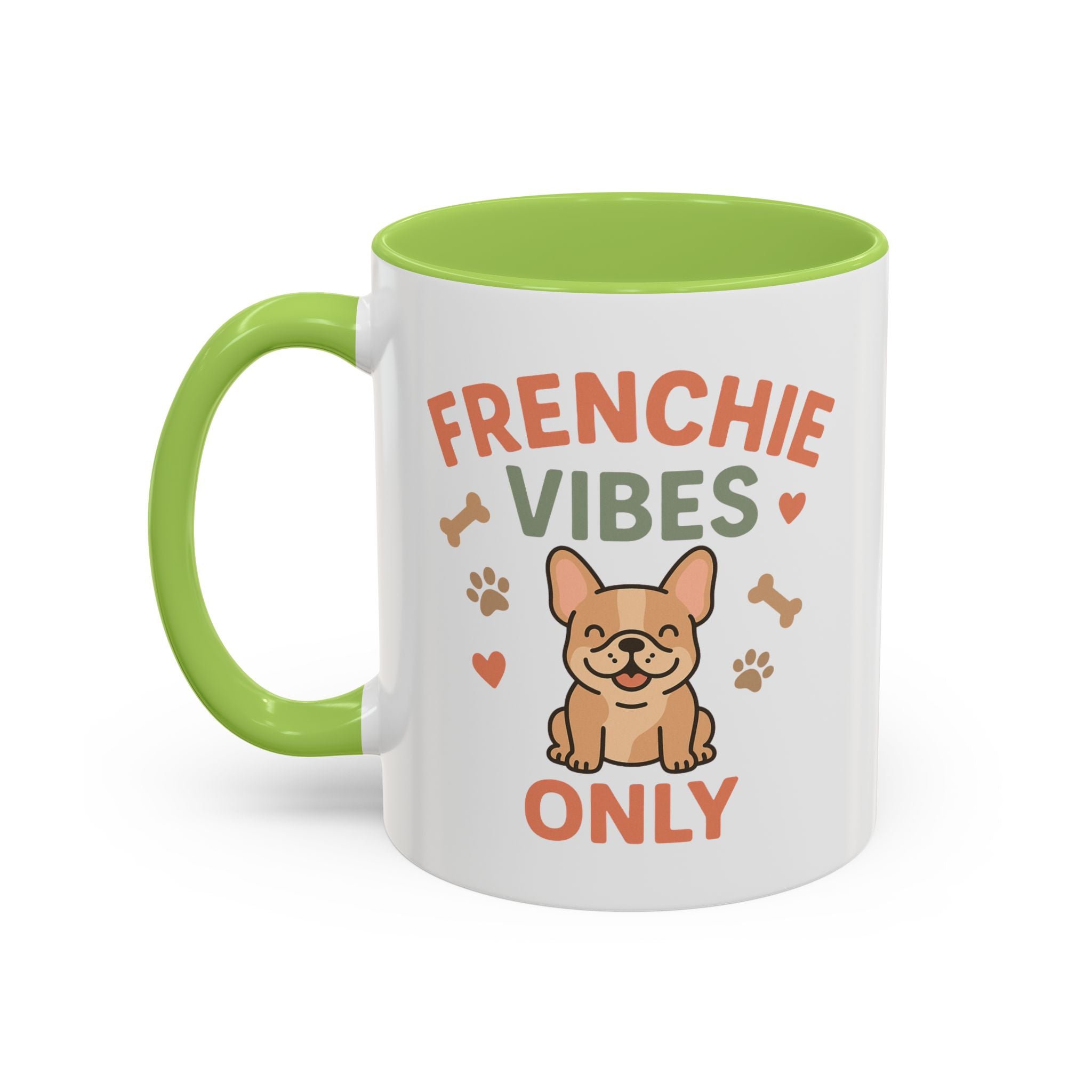 Funny French Bulldog Mug - Frenchie Vibes Only Dog Lover Gift - Cute Frenchie Coffee Cup for Secret Santa, Christmas Gift for Dog Owners
