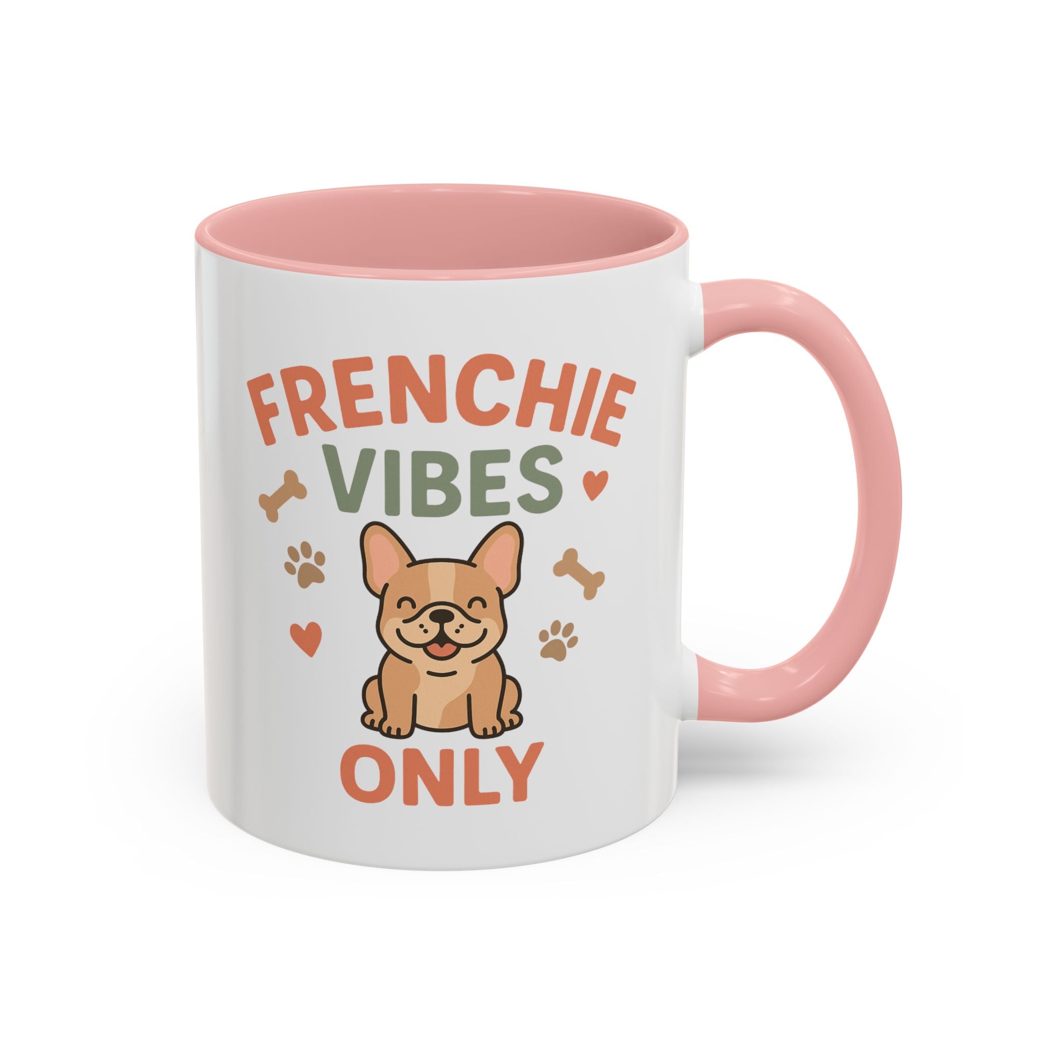 Funny French Bulldog Mug - Frenchie Vibes Only Dog Lover Gift - Cute Frenchie Coffee Cup for Secret Santa, Christmas Gift for Dog Owners