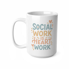 Funny Social Work Christmas Mug - "Social Work is Heart Work" Coffee Cup - Secret Santa Gift for Social Worker, Carer, Support, Care Home