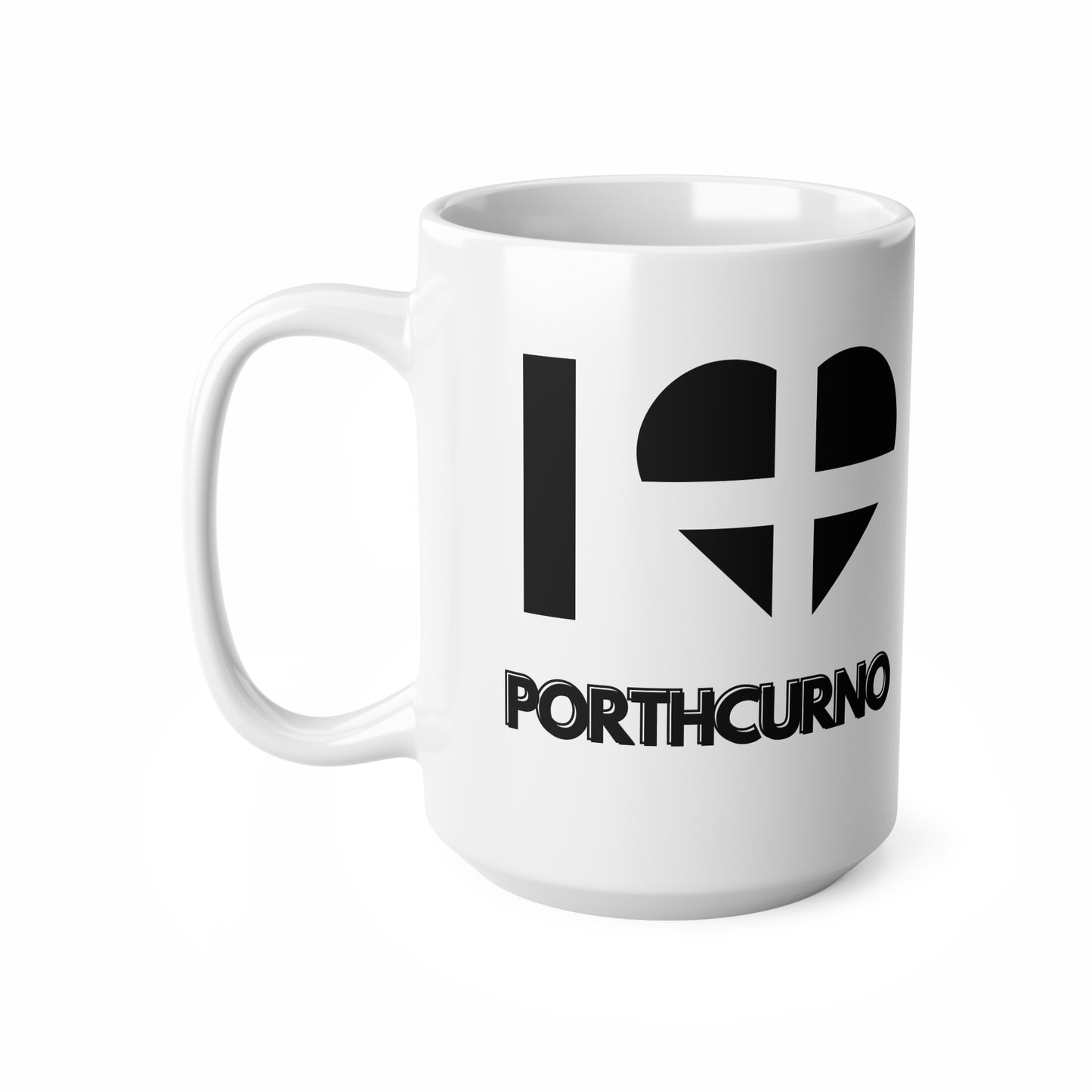 I Love Porthcurno Mug – Cornwall Flag Heart Mug, Cornish Gift Souvenir