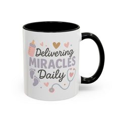 Funny Midwife Christmas Mug - "Delivering Miracles Daily" Coffee Cup, Secret Santa Gift, Nurse & Healthcare Xmas Present, NHS Worker Ideas