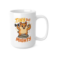 Funny Hamster Mug, "Tiny But Mighty" Cute Cartoon Coffee Cup | Christmas Gift, Secret Santa Present, Animal Lover Gift, Gym Mug, Fitness Mug