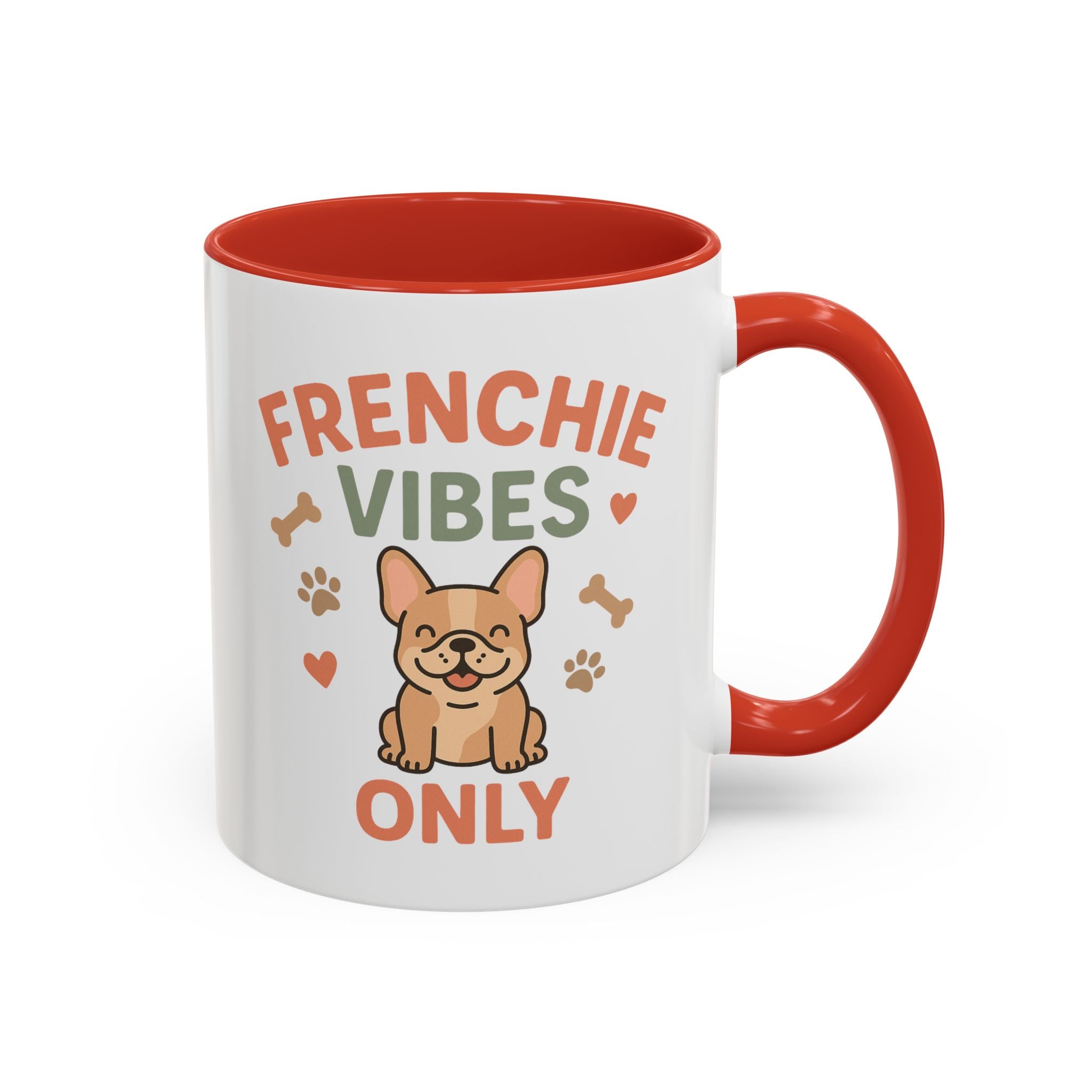 Funny French Bulldog Mug - Frenchie Vibes Only Dog Lover Gift - Cute Frenchie Coffee Cup for Secret Santa, Christmas Gift for Dog Owners