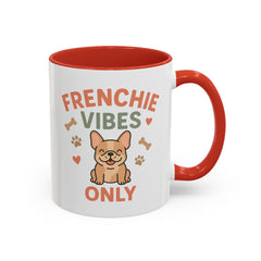 Funny French Bulldog Mug - Frenchie Vibes Only Dog Lover Gift - Cute Frenchie Coffee Cup for Secret Santa, Christmas Gift for Dog Owners