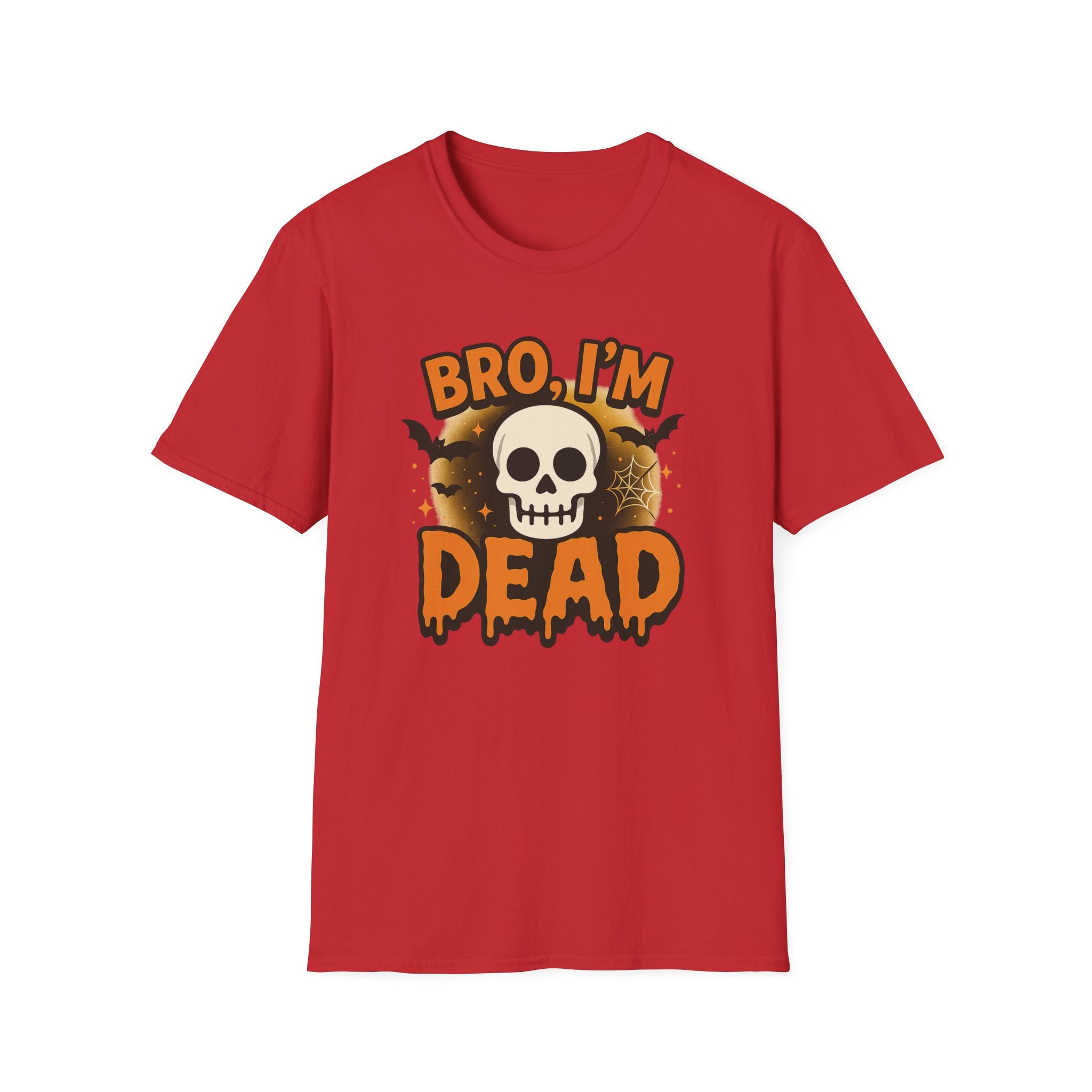 Funny Halloween T-Shirt - "Bro I'm Dead" Skull Tee Spooky Graphic Shirt, Halloween Gift for Friends, Family & Coworkers Tiktok Internet Meme