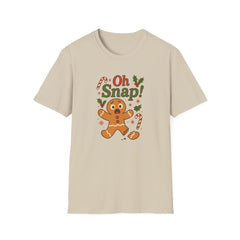 Funny Christmas T-Shirt - 'Oh Snap!' Gingerbread Man Shirt - Cute Xmas Tee for Secret Santa Gift, Holiday Party & Festive Clothing For Her
