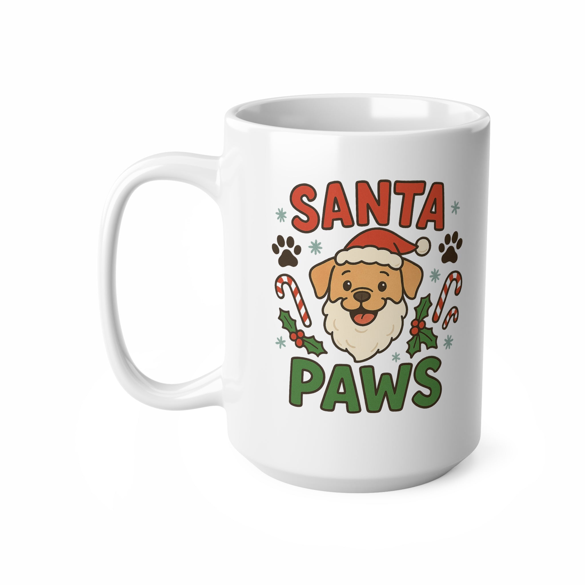 Santa Paws Christmas Mug - Funny Dog Lover Coffee Cup with Santa Dog Design, Cute Xmas Gift for Pet Owners, Secret Santa Present, Labrador
