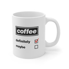 Coffee Definitely Mug | Funny Coffee Mug | Oasis Style Mug | Retro Checklist Coffee Cup | Gift for Coffee Lovers | Funny Office Mug