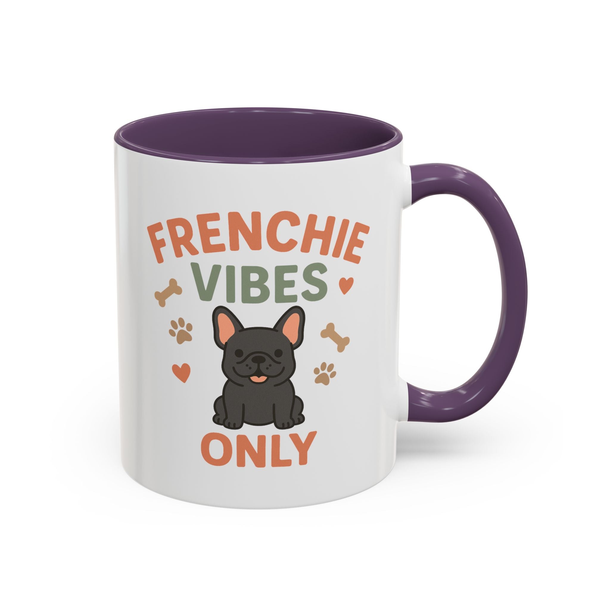 Funny Grey French Bulldog Mug - Frenchie Vibes Only Dog Lover Gift - Cute Frenchie Coffee Cup for Secret Santa, Xmas Gift for Dog Owners