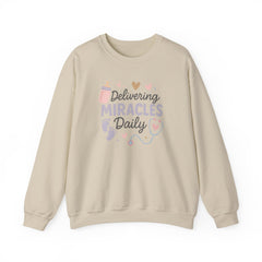 Funny Midwife Christmas Jumper - "Delivering Miracles Daily" Sweatshirt, Midwife Gift, Secret Santa Present, Christmas Sweater NHS Worker