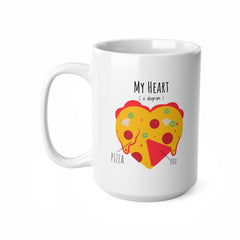 My Heart Diagram Mug – Funny Pizza Valentine’s Gift for Him or Her | 11oz & 15oz Ceramic Coffee Cup