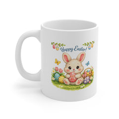 Happy Easter Bunny Mug – Cute Easter Bunny Coffee Mug – Easter Gift Mug with Easter Eggs