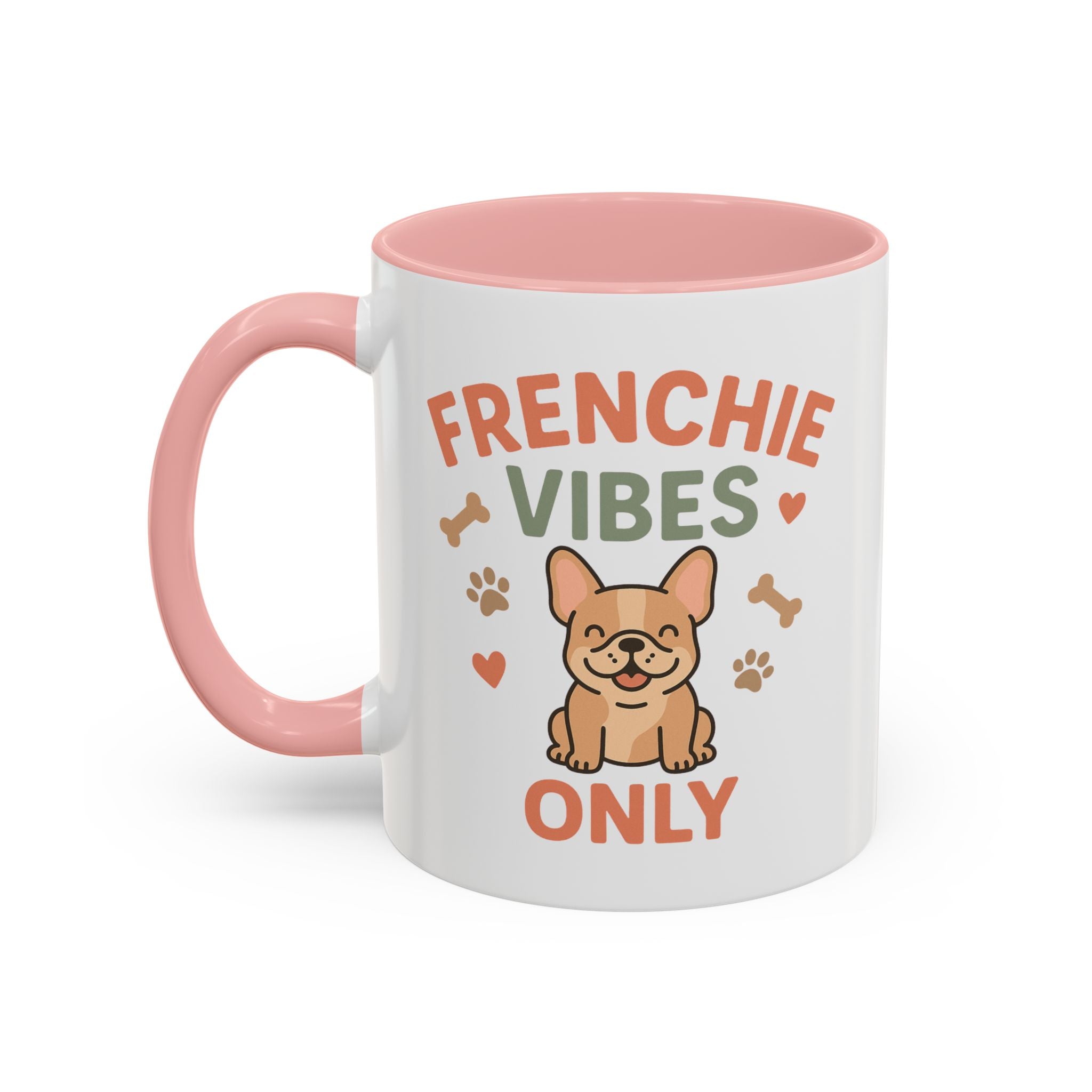 Funny French Bulldog Mug - Frenchie Vibes Only Dog Lover Gift - Cute Frenchie Coffee Cup for Secret Santa, Christmas Gift for Dog Owners