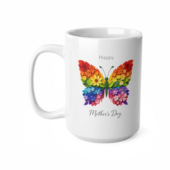 Rainbow Floral Butterfly Mother’s Day Mug – Happy Mother’s Day Coffee Cup Gift for Mum, Floral Paper Cut Style Mug