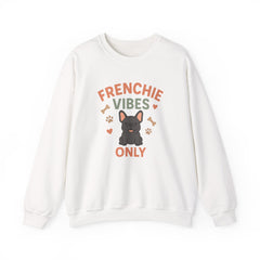 Funny Grey French Bulldog Christmas Sweatshirt - "Frenchie Vibes Only" Xmas Jumper - Secret Santa Gift for Dog Lovers