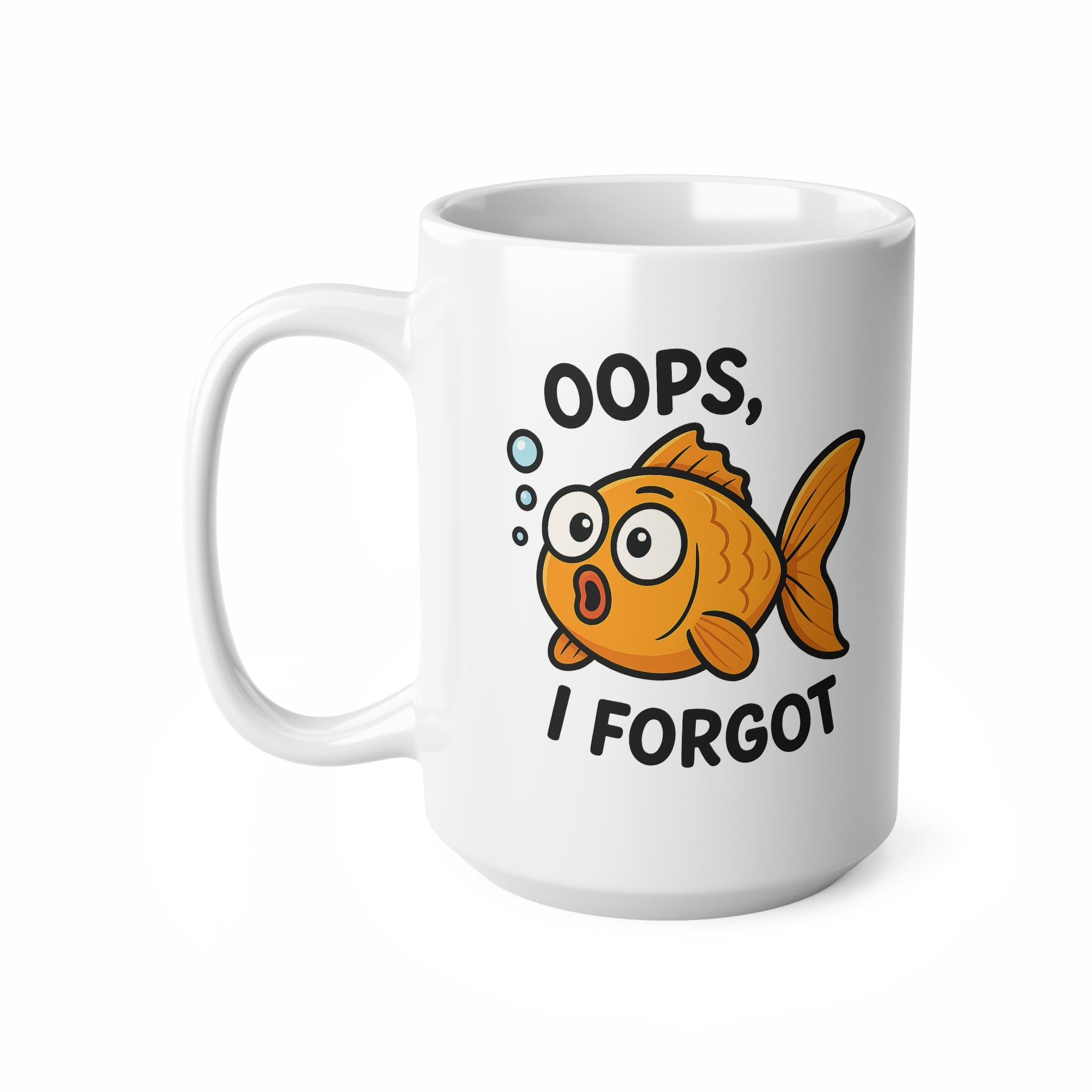 Funny Goldfish Mug - Oops I Forgot Cartoon Fish Coffee Cup | Cute Christmas Gift, Secret Santa Present, Stocking Filler for Pet Lovers
