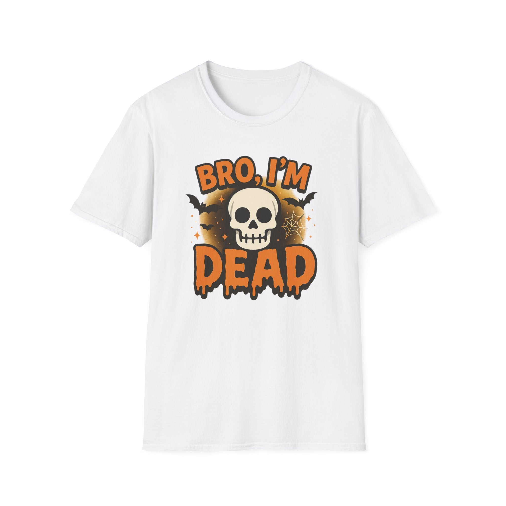 Funny Halloween T-Shirt - "Bro I'm Dead" Skull Tee Spooky Graphic Shirt, Halloween Gift for Friends, Family & Coworkers Tiktok Internet Meme