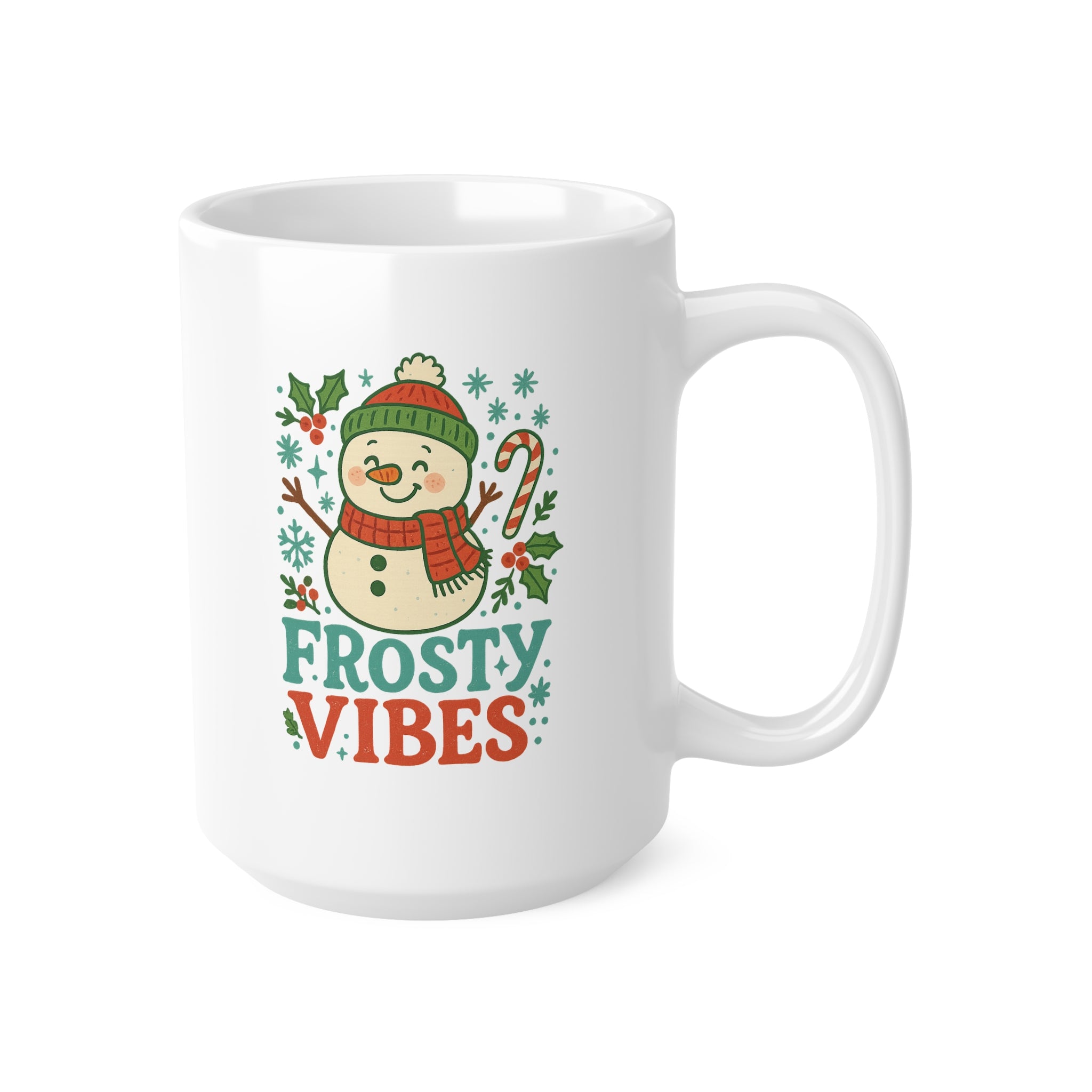 Frosty Vibes Christmas Mug - Cute Snowman Coffee Cup - Funny Festive Hot Chocolate Tea Cup Gift for Secret Santa Xmas Present For Him Her