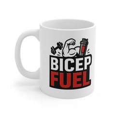 Funny Gym Mug - Bicep Fuel Fitness Coffee Mug | Christmas Gift for Gym Lovers, Secret Santa for Him, Bodybuilder Fitness Enthusiast Gift