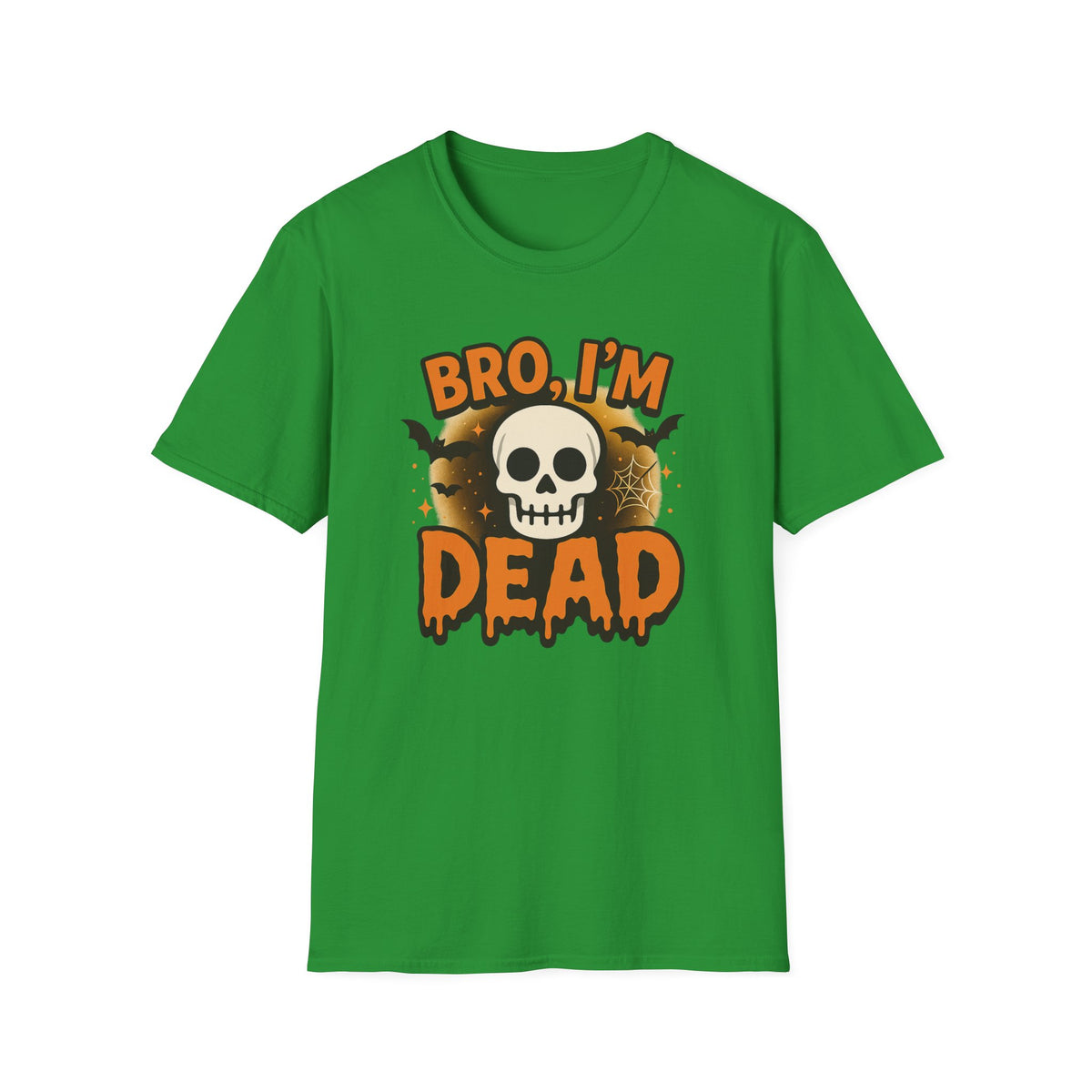 Funny Halloween T-Shirt - "Bro I'm Dead" Skull Tee Spooky Graphic Shirt, Halloween Gift for Friends, Family & Coworkers Tiktok Internet Meme