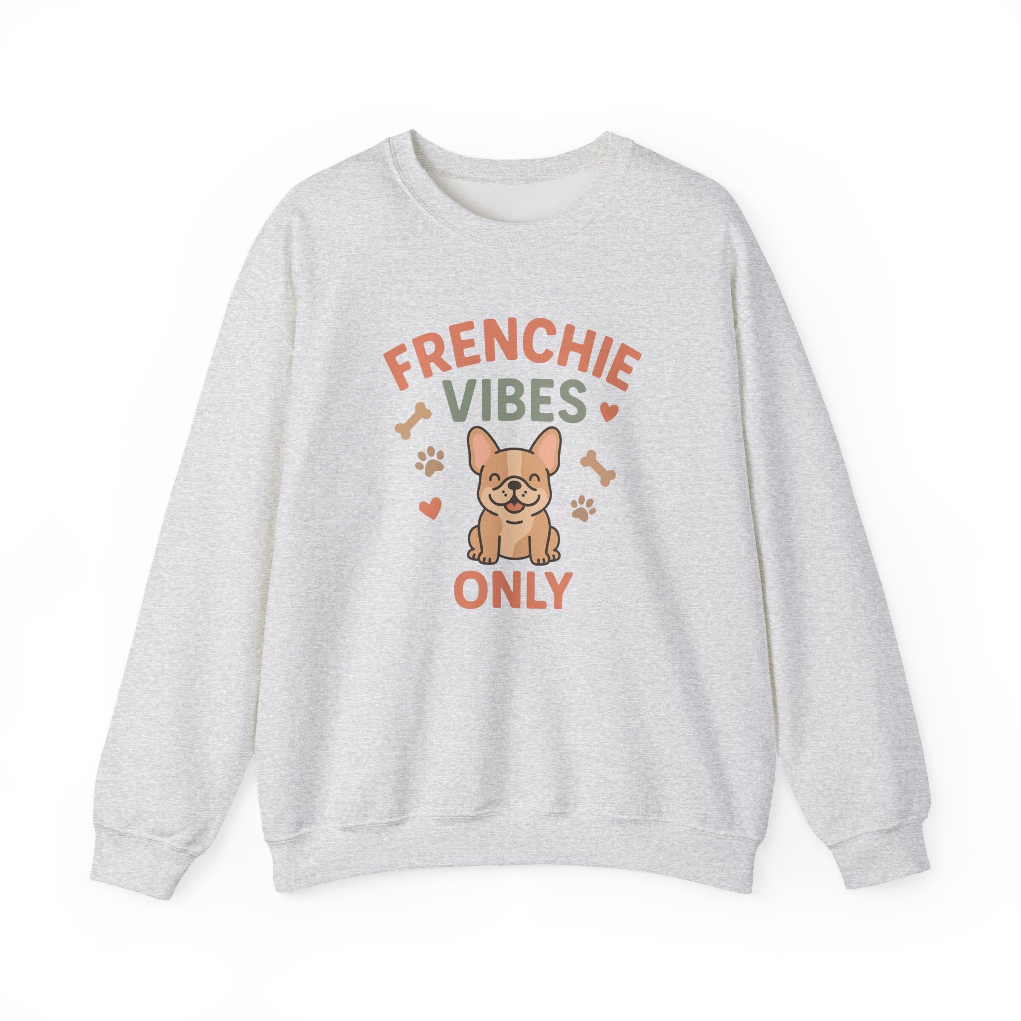 Funny French Bulldog Christmas Sweatshirt - "Frenchie Vibes Only" Xmas Jumper - Secret Santa Gift for Dog Lovers
