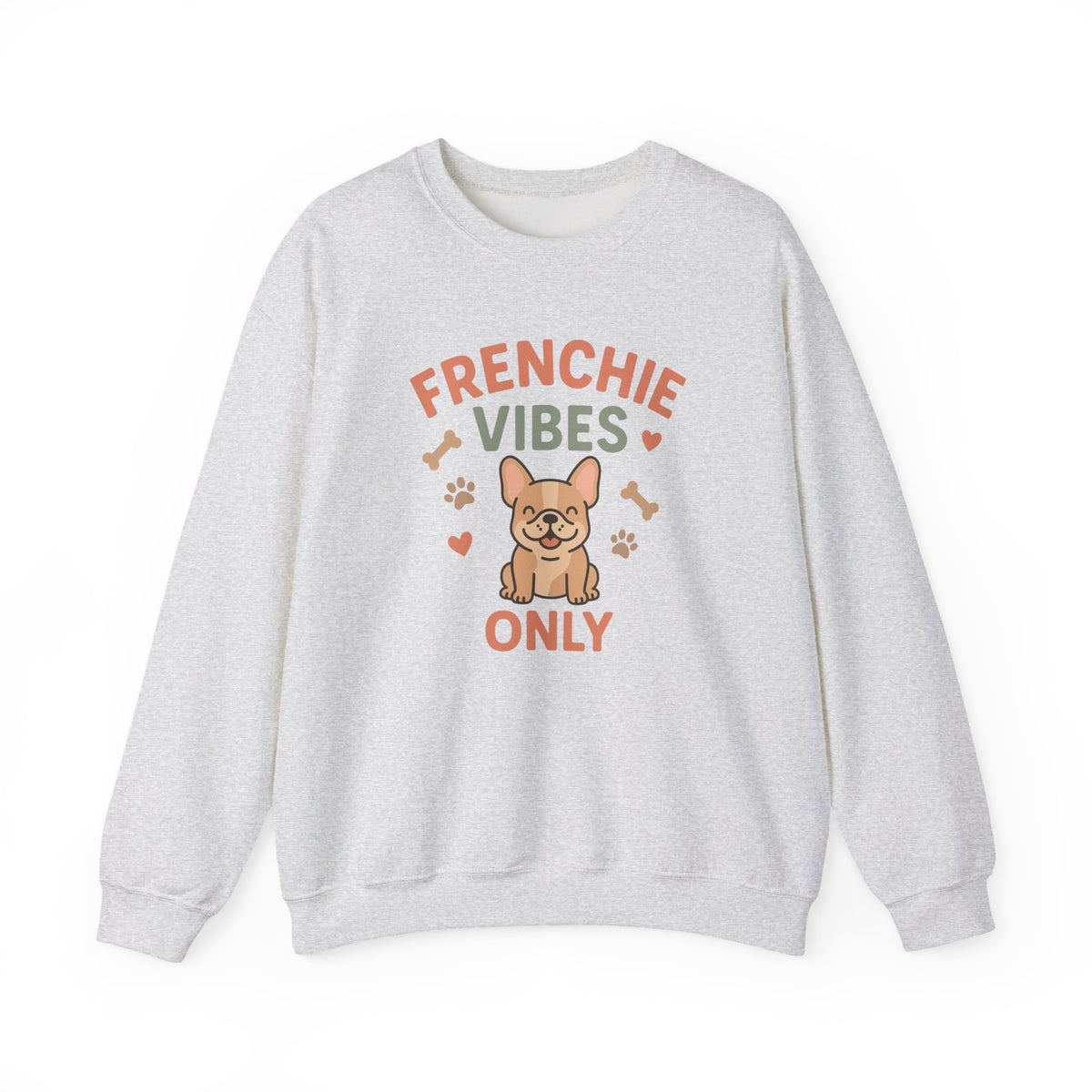 Funny French Bulldog Christmas Sweatshirt - "Frenchie Vibes Only" Xmas Jumper - Secret Santa Gift for Dog Lovers