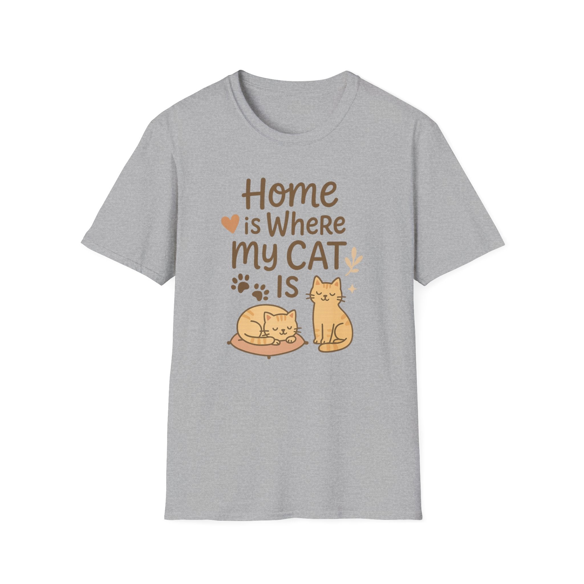 Funny Cat Christmas T-Shirt - "Home is Where My Cat Is" Shirt for Cat Lovers | Cute Secret Santa Gift | Cozy Xmas Cat Tee