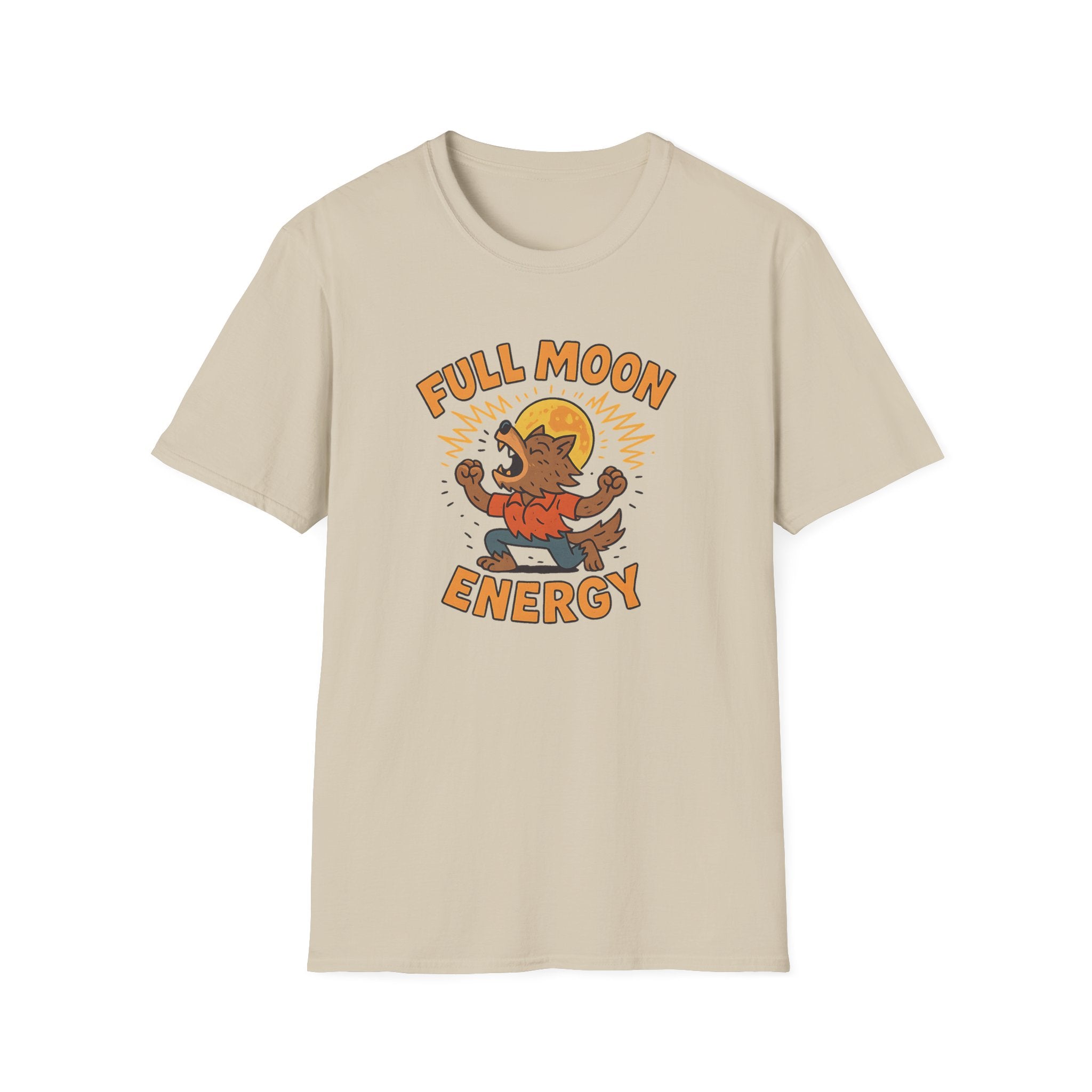 Funny Halloween T-Shirt - "Full Moon Energy" Werewolf Shirt - Spooky Halloween Graphic Tee, Quirky Gift for Him or Her, Autumn Holiday Shirt