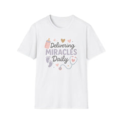 Funny Midwife Christmas T-Shirt - "Delivering Miracles Daily" Tee, Secret Santa Gift, Midwife Xmas Present, Nurse & Healthcare Shirt NHS