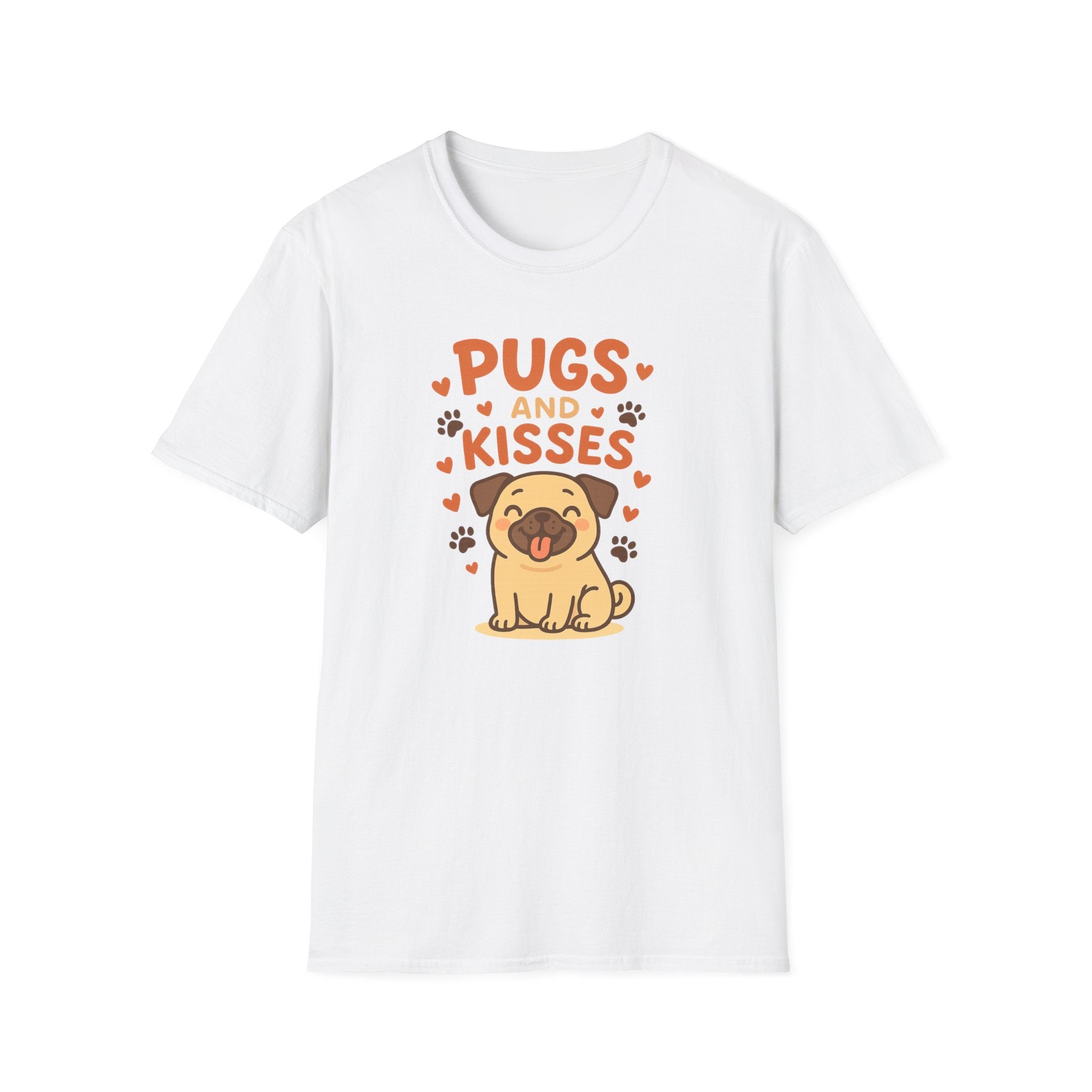 Pugs and Kisses T-Shirt - Cute Funny Pug Dog Shirt Gift for Dog Lovers | Christmas, Secret Santa & Valentine's Day Tee
