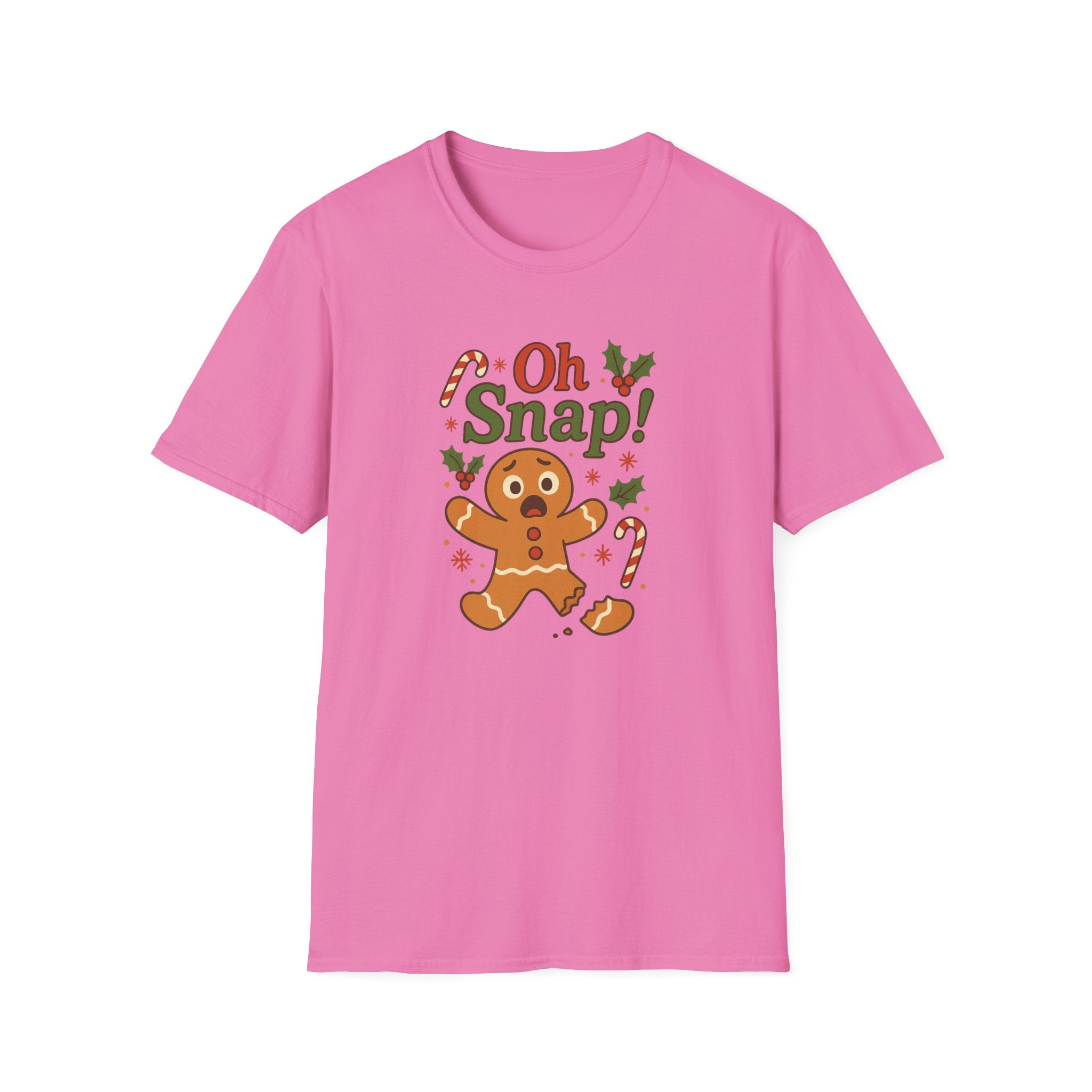 Funny Christmas T-Shirt - 'Oh Snap!' Gingerbread Man Shirt - Cute Xmas Tee for Secret Santa Gift, Holiday Party & Festive Clothing For Her