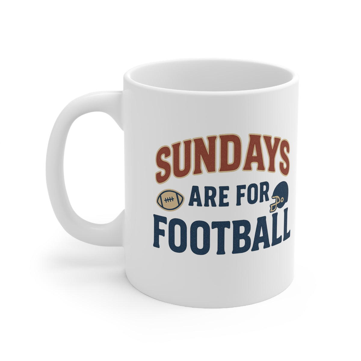 Funny Football Mug - Sundays Are For Football Retro Sports Coffee Cup | Christmas Gift for Him, Secret Santa Gift, Game Day Mug