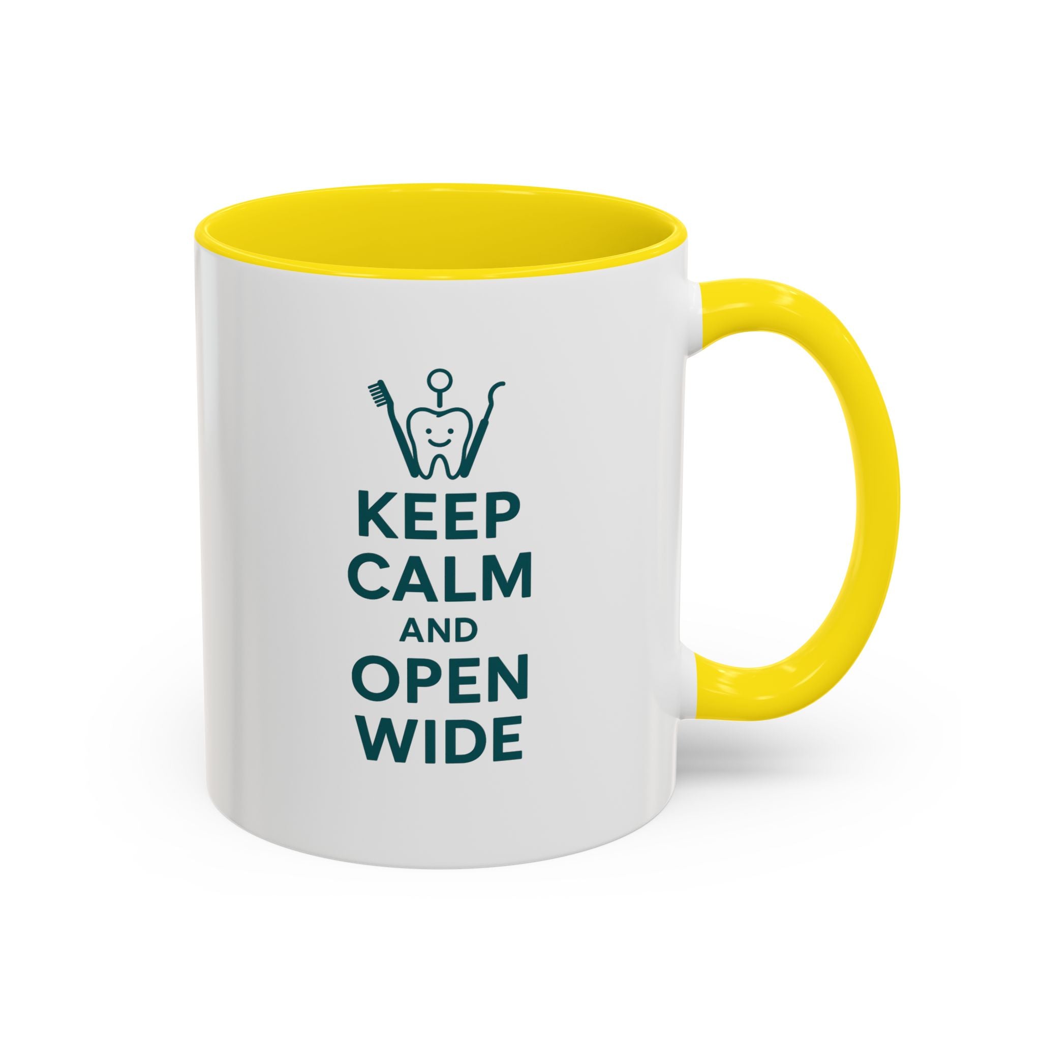 Funny Dentist Christmas Mug - "Keep Calm and Open Wide" Coffee Cup - Secret Santa Gift for Hygienist, Dental Student or Dentist Nurse Gift