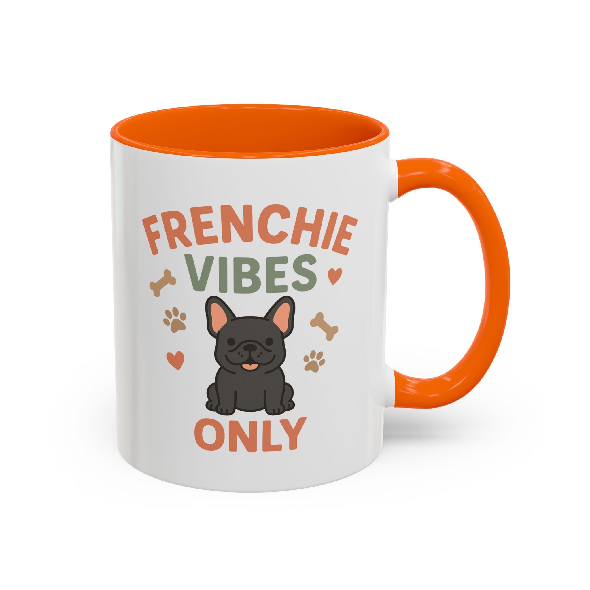 Funny Grey French Bulldog Mug - Frenchie Vibes Only Dog Lover Gift - Cute Frenchie Coffee Cup for Secret Santa, Xmas Gift for Dog Owners