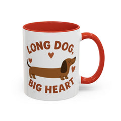 Funny Dachshund Christmas Mug - "Long Dog Big Heart" Sausage Dog Coffee Cup - Cute Dog Lover Gift, Secret Santa Present, Xmas Gift Idea