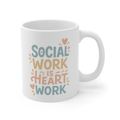 Funny Social Work Christmas Mug - "Social Work is Heart Work" Coffee Cup - Secret Santa Gift for Social Worker, Carer, Support, Care Home