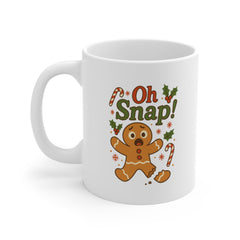 Funny Christmas Mug - 'Oh Snap!' Gingerbread Coffee Cup - Cute Xmas Gift Idea for Secret Santa, Holiday Office Party, Festive Tea Cup