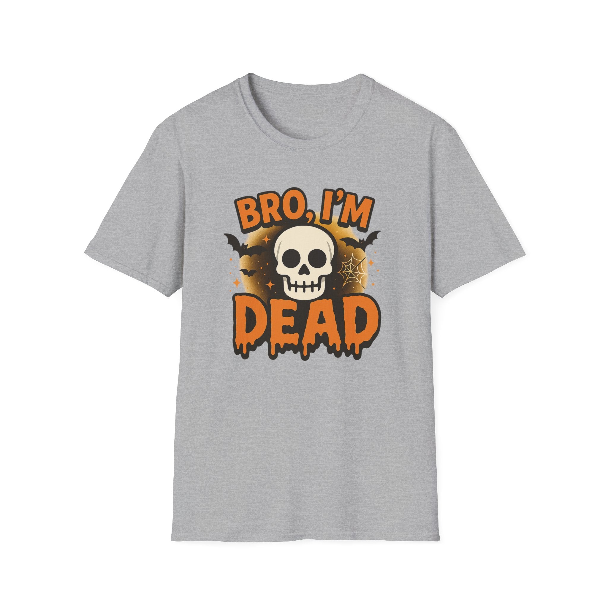 Funny Halloween T-Shirt - "Bro I'm Dead" Skull Tee Spooky Graphic Shirt, Halloween Gift for Friends, Family & Coworkers Tiktok Internet Meme