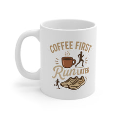 Funny Running Mug - "Coffee First Run Later" Gift for Runners, Marathon Lovers & Fitness Fans | Christmas Gift, Secret Santa Present Gym Mug